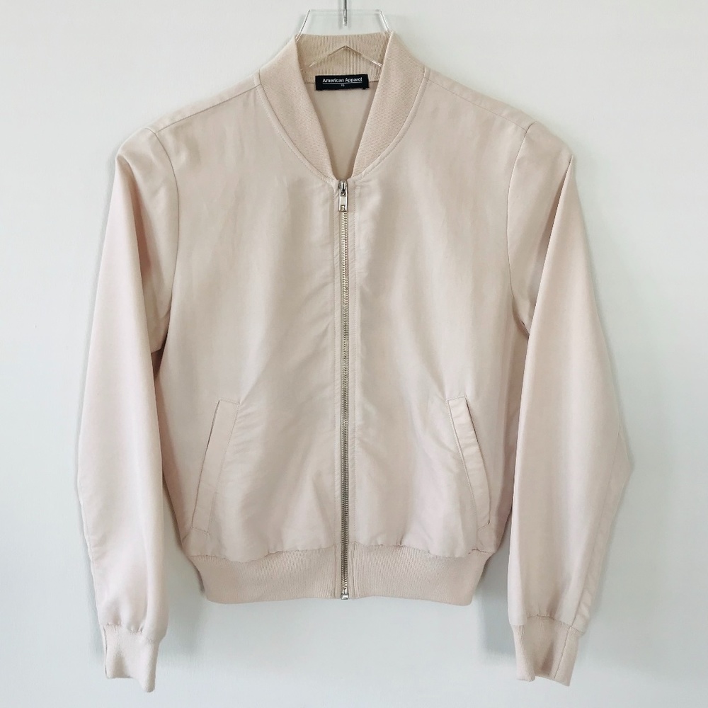 American Apparel Zip Up Jacket Tan Cream XS